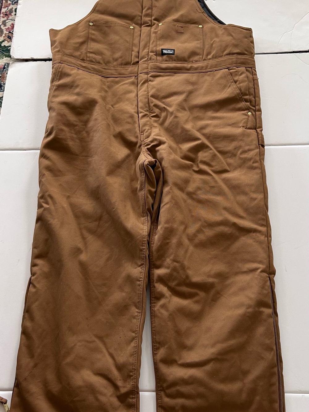Walls Brown Men's Cargo Bib Overalls Insulated 2 XL waist 46-48 Big Tall